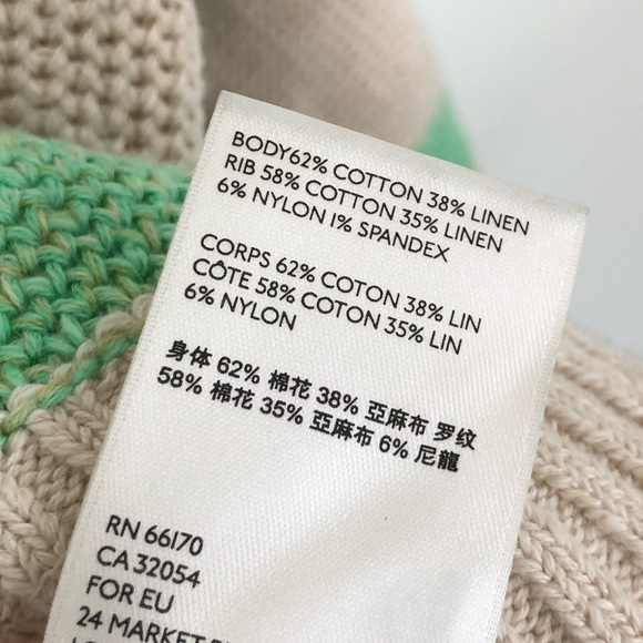 Free People Cream & Green Striped Oversized Cozy Knit Sweater - Picture 7 of 9